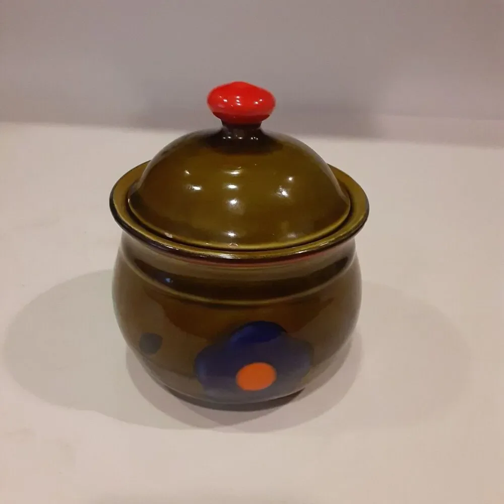 Georges Briard Vintage MCM Sugar Bowl w/lid Flaw Great Decor